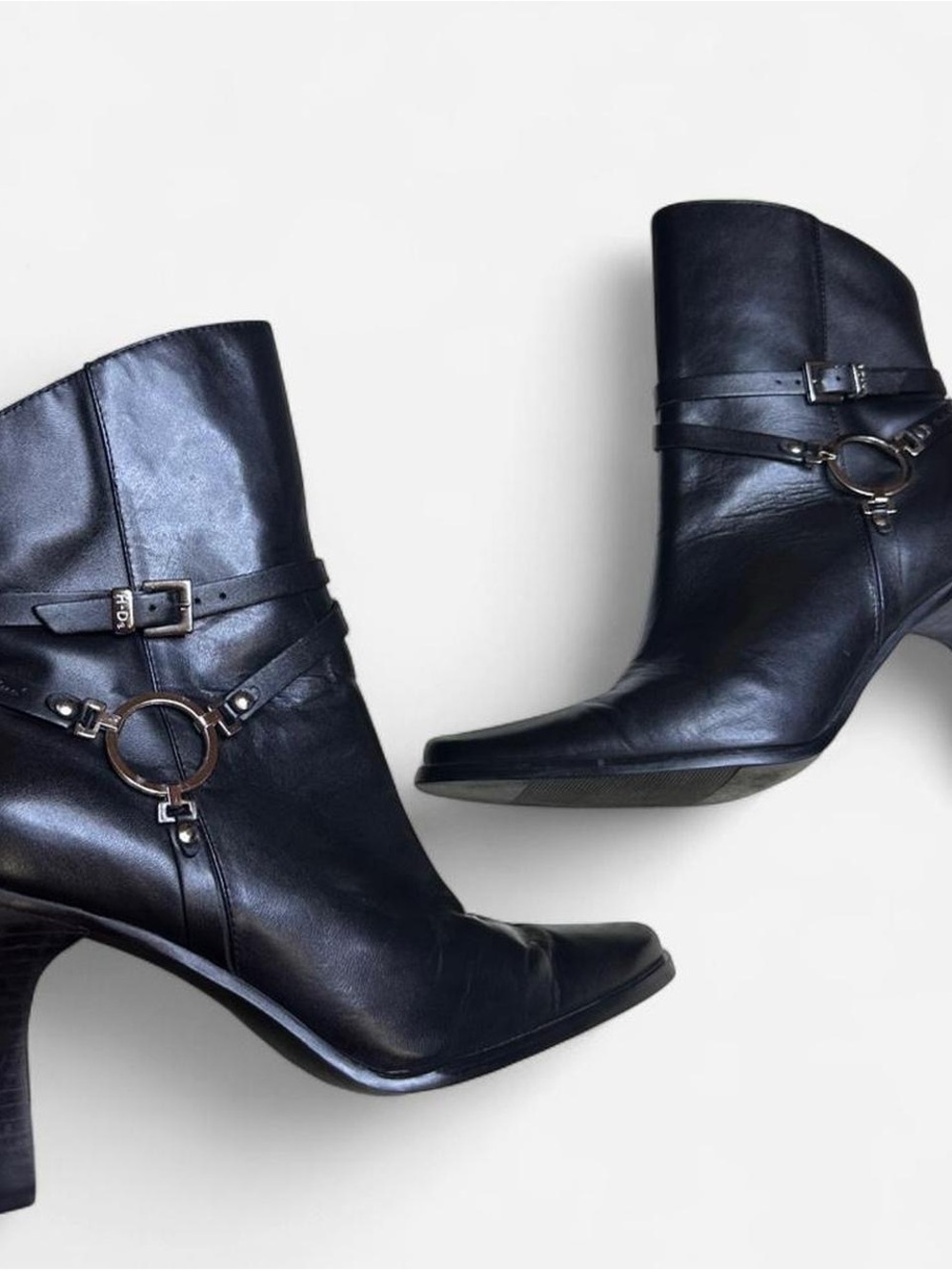 Harley-Davidson Black Leather Ankle Boots with Ring Harness